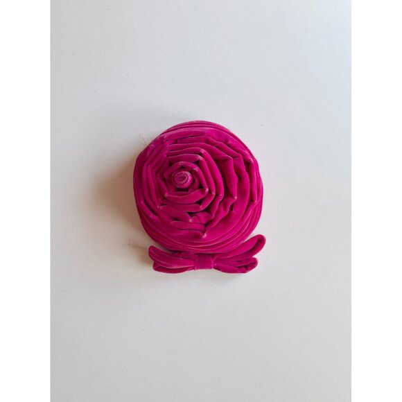 Vintage FRENCH ROOM Fuchsia Pink Velvet Pleated Bow Turban Juliet Hat - Picture 5 of 16
